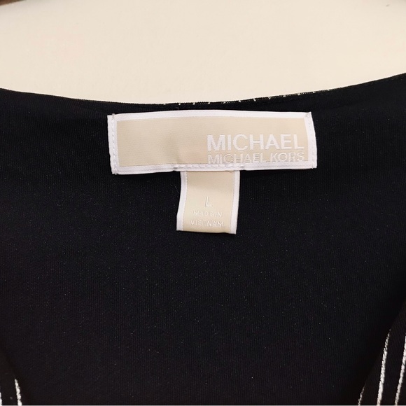 NWOT Michael Kors Black & Silver Stripe Dress - Picture 3 of 4